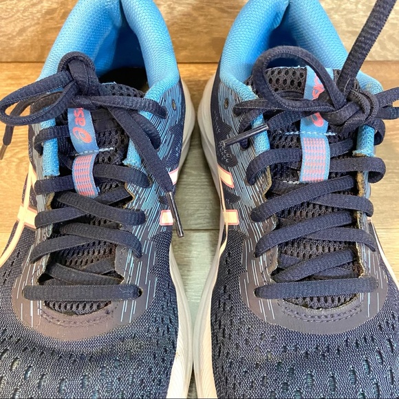 Asics Women Gel-Excite 7 Running Shoes Amplifoam LaceUp Blue/White/Pink 1012A875 - Picture 5 of 12